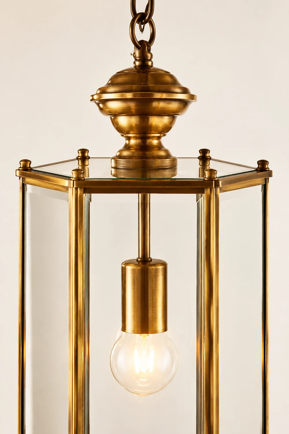 Sanna Brass Clear Glass Pendant Light, 7.8" - Lumpaz
