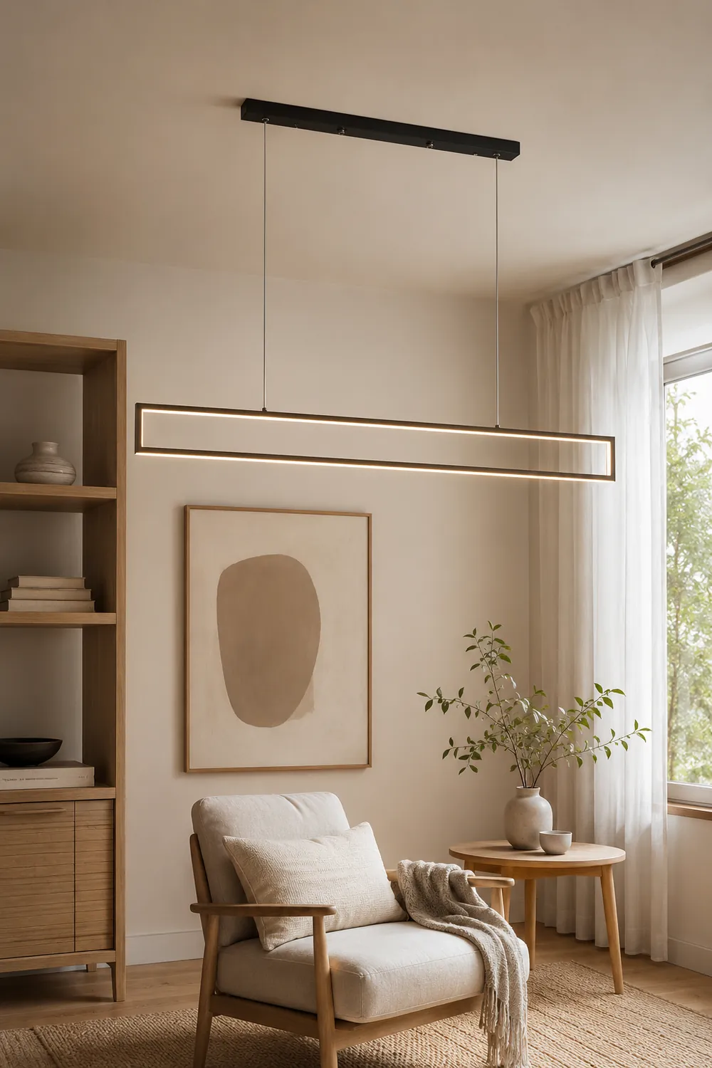 Edge Modern Metal Vertical Rectangular Pendant Light, Black - Lumpaz