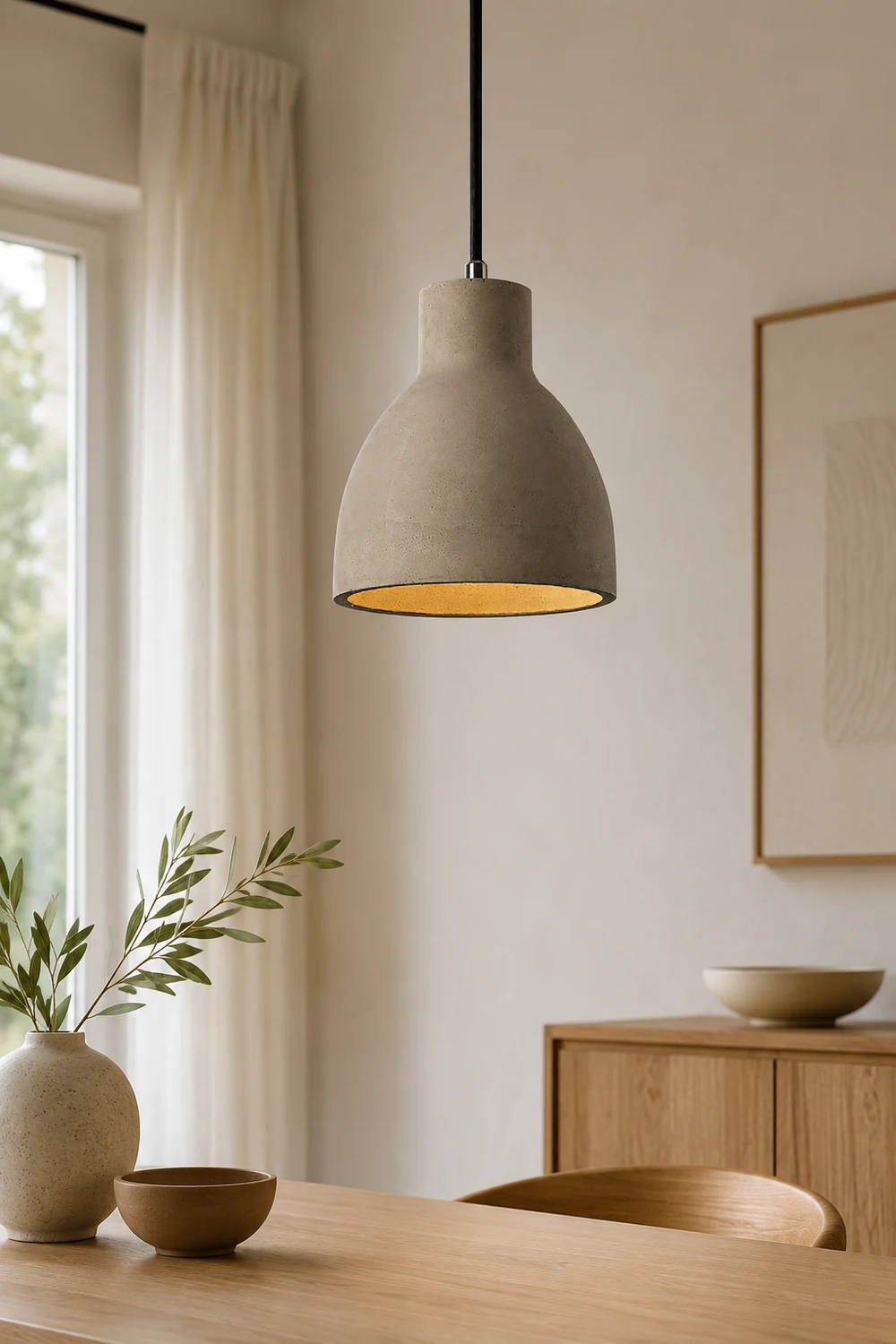 Byers Modern Dome Cement Pendant Light Gray Living Room - Lumpaz