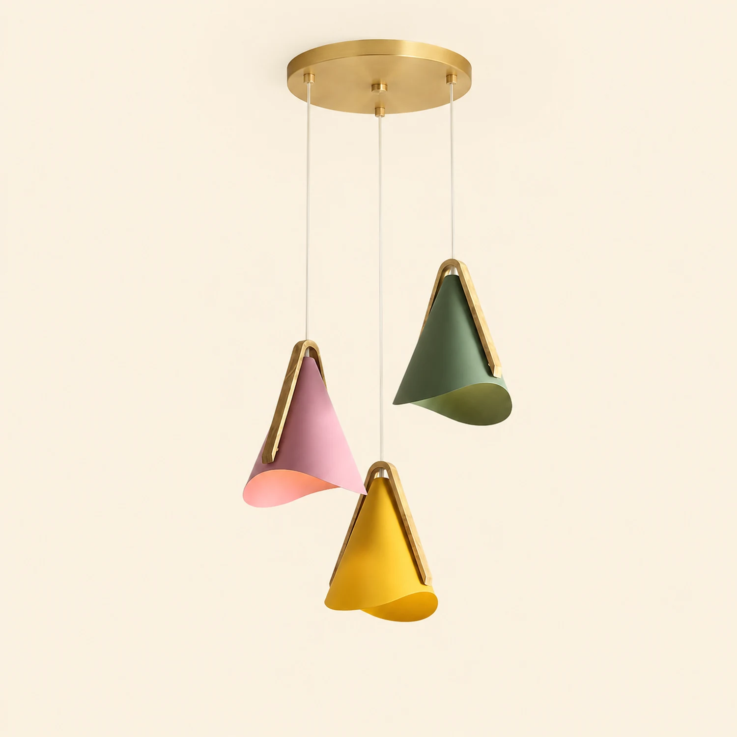 Morandi Modern Cone Pendant Light, Wood/Metal - Lumpaz
