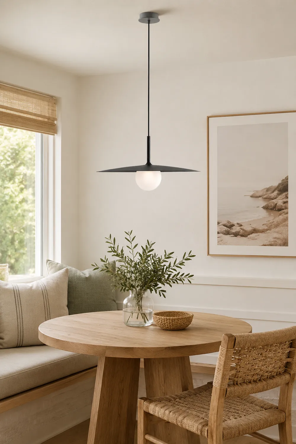 Carins Modern Dish-shaped Metal Pendant Light, Black/White/Gray - Lumpaz