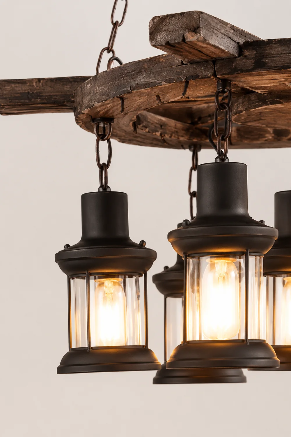 Austin Retro Rudder Metal & Wood Pendant Light, 6 Heads - Lumpaz