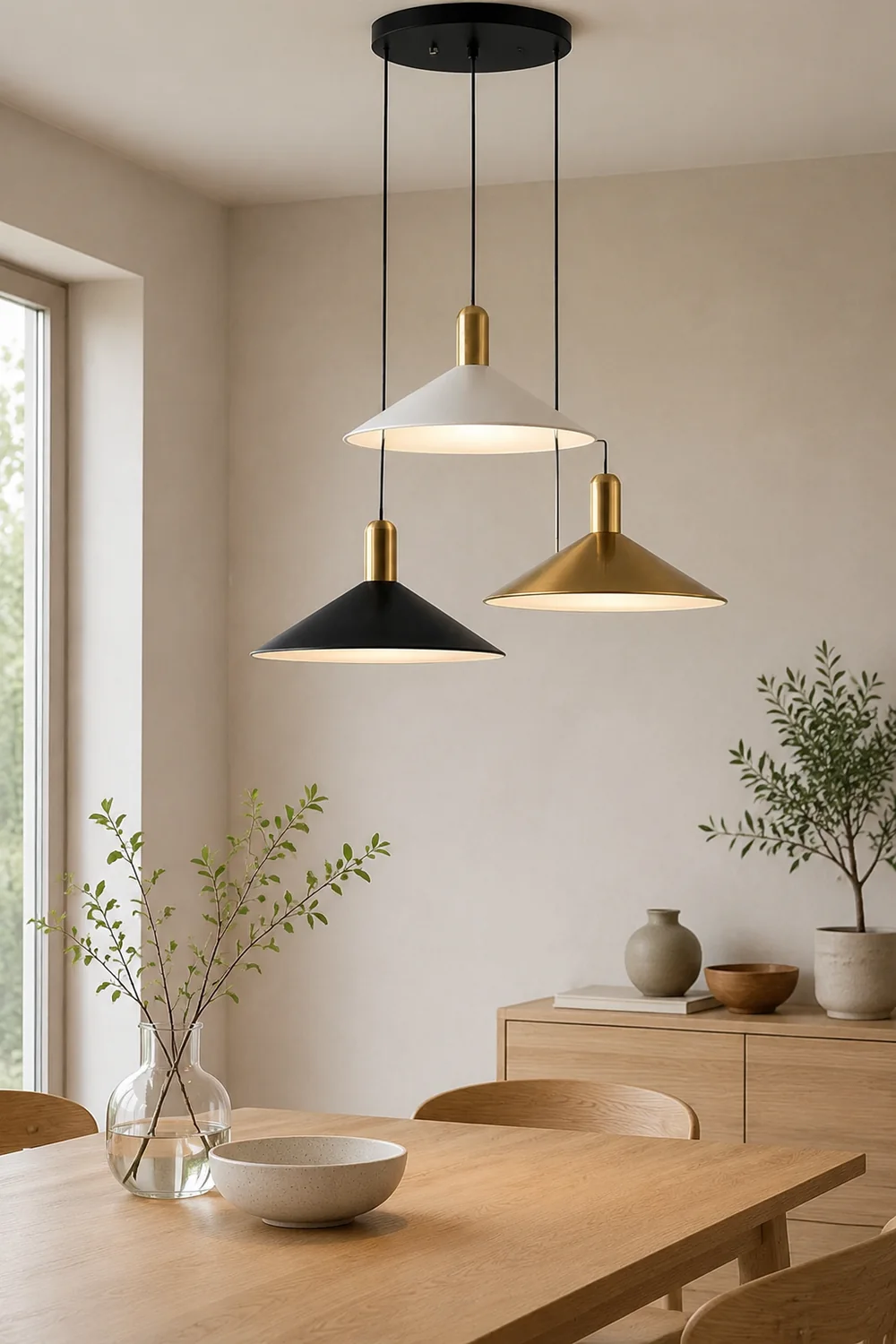 Carins Vintage Pendant Light,  Black & White & Gold - Lumpaz