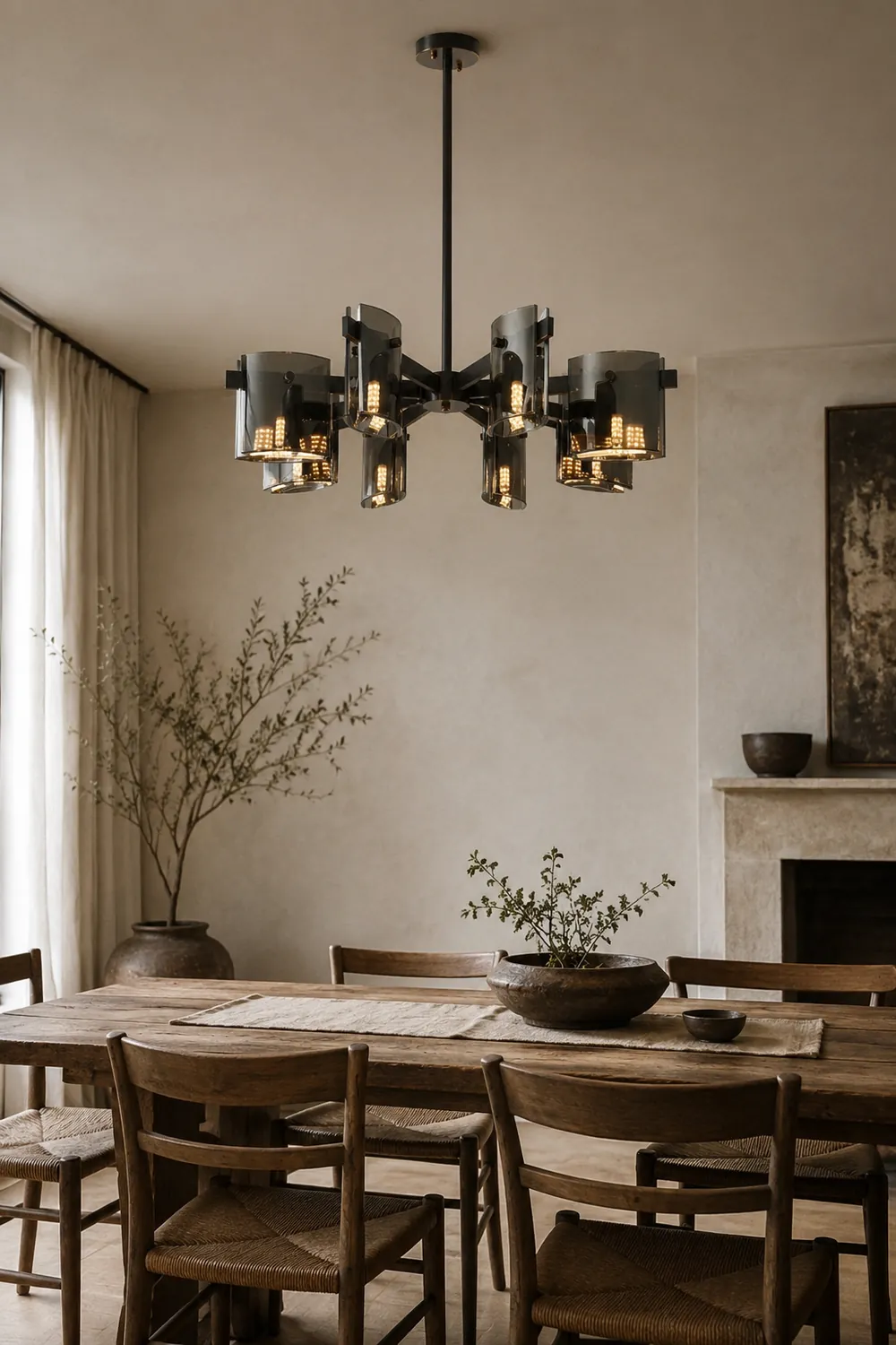 Evette Minimalist Multi Head Metal Pendant Light, Black/Gold - Lumpaz
