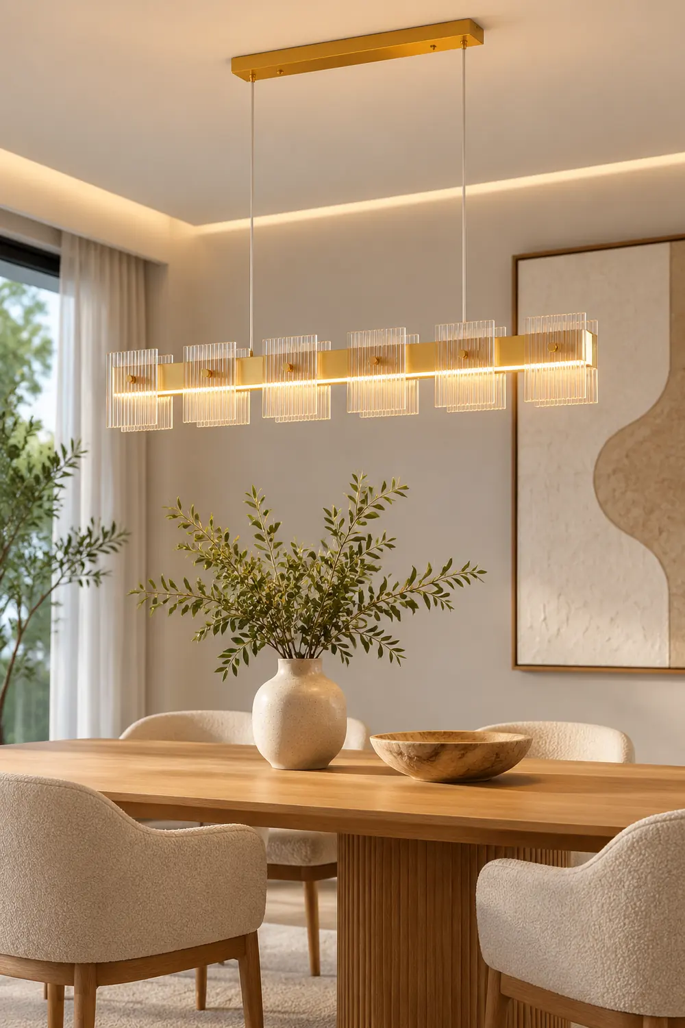 Evette Modern Minimalist Rectangular Metal And Glass Pendant Light,Gold - Lumpaz