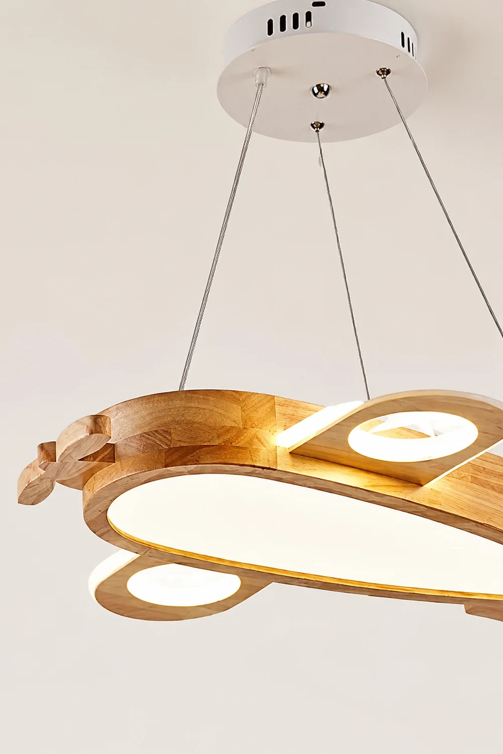 Minori Modern Natural Creative DIY Children Airplane Shape Acrylic Pendant Light ,Wood - Lumpaz