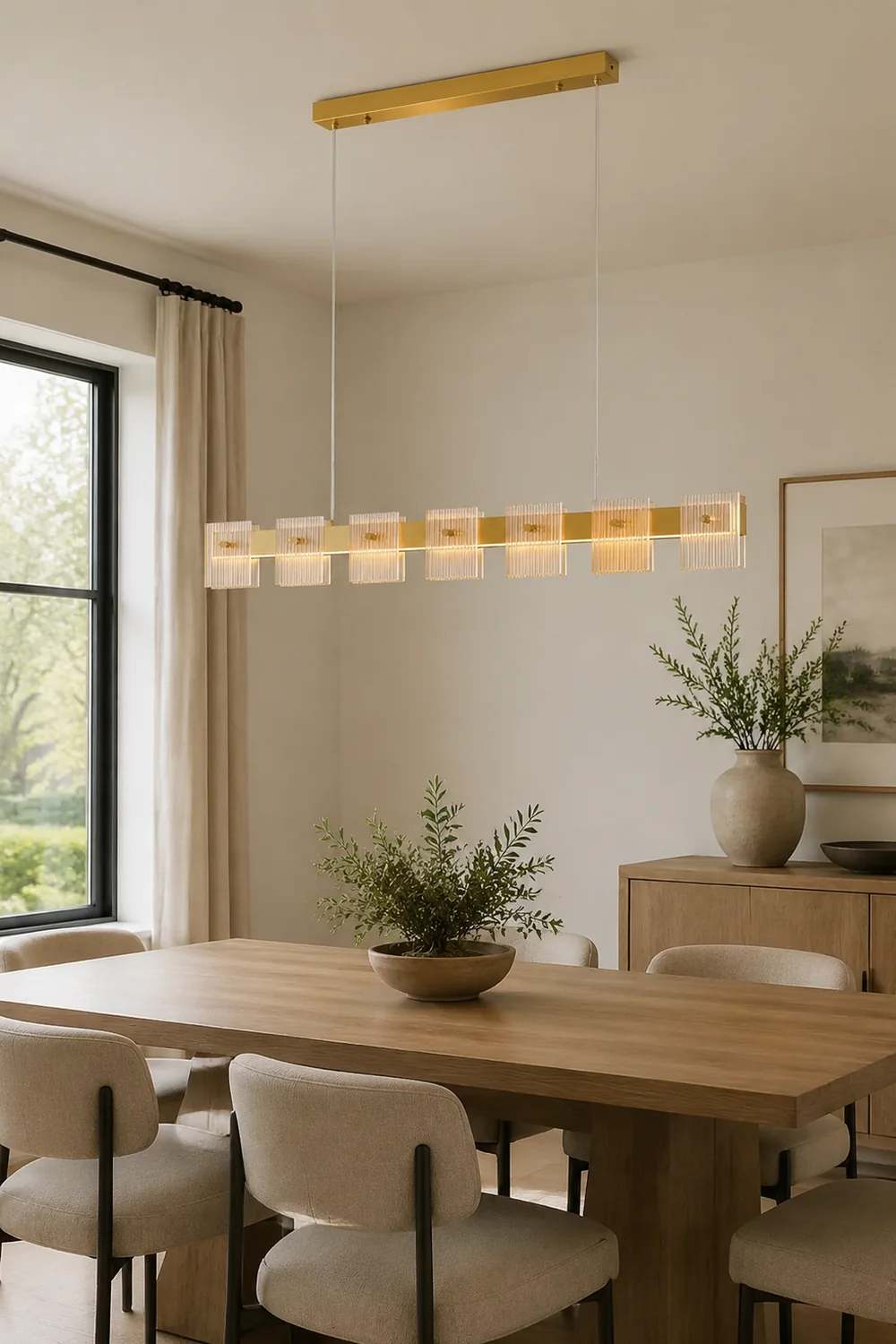Evette Modern Minimalist Rectangular Metal And Glass Pendant Light,Gold - Lumpaz