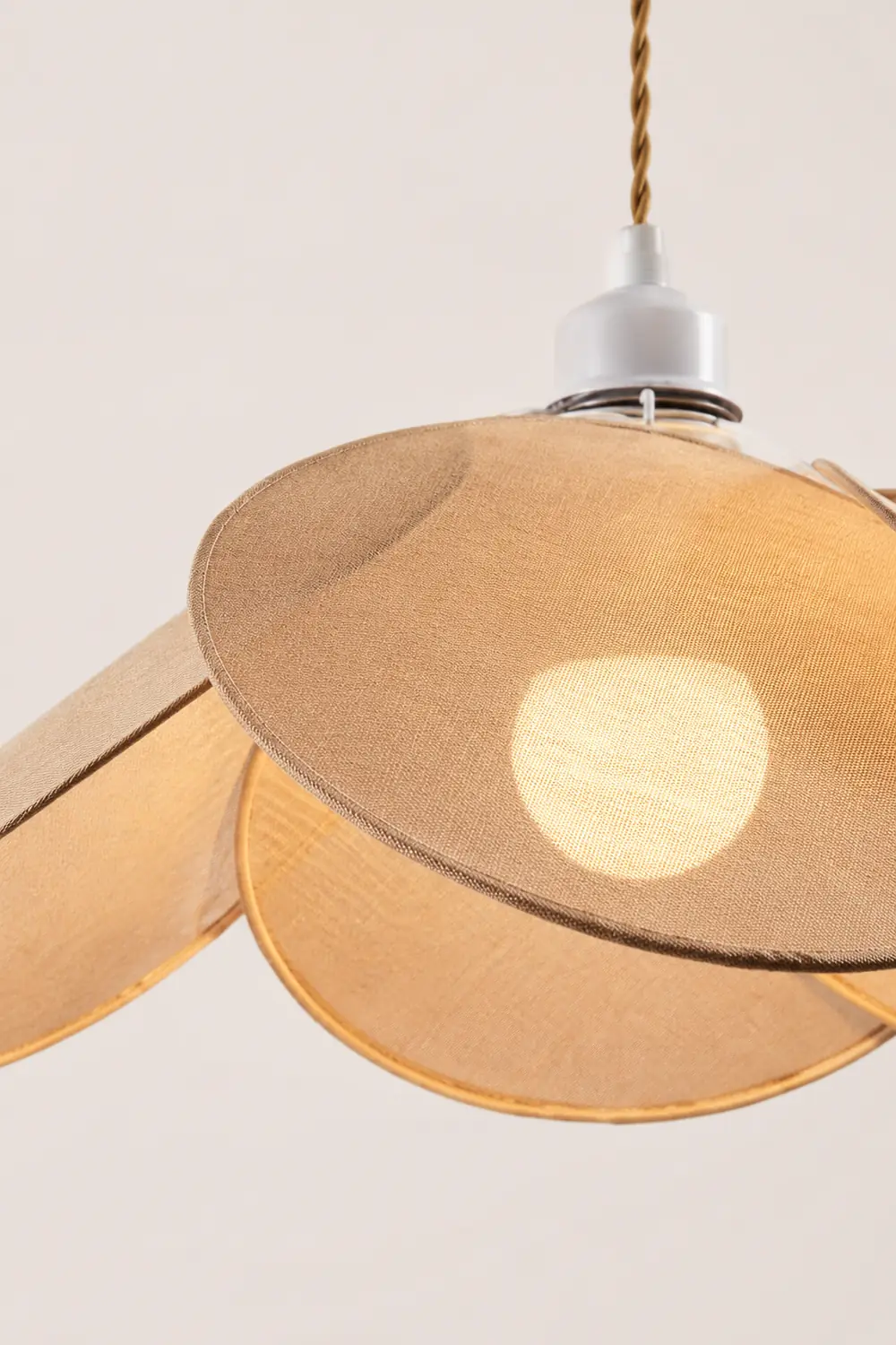 Renée Minimalist Fabric Flower Pendant Light, Orange/Brown/Beige - Lumpaz