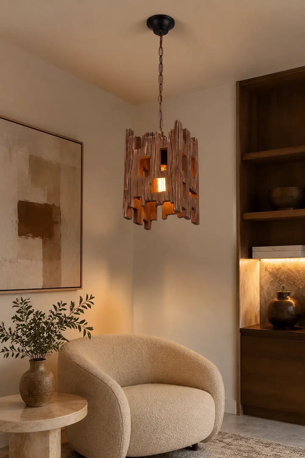 Austin Retro Rectangular  Metal & Wood  Pendant Light, 8.7" - Lumpaz