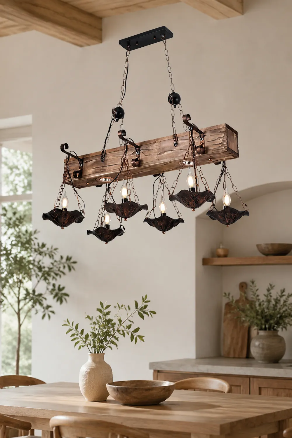 Austin Industrial Metal/Wood Pendant Light, Bronze - Lumpaz