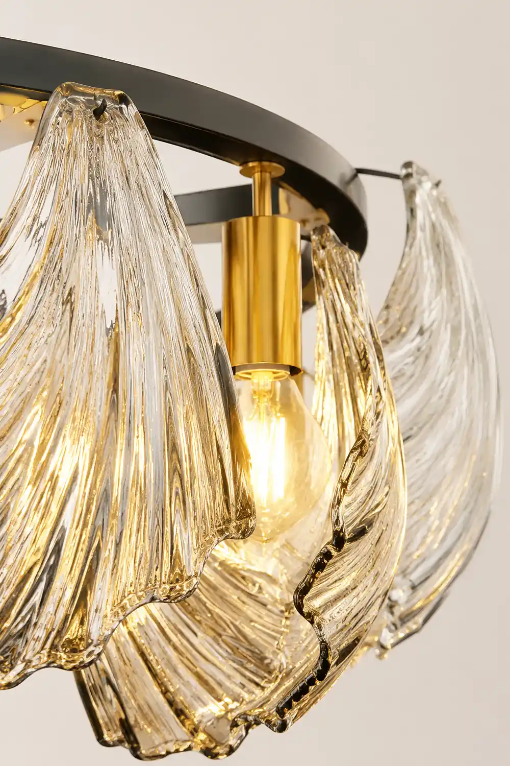 Kirsten Modern Annular Metal And Glass Pendant Light, Black/Gold - Lumpaz