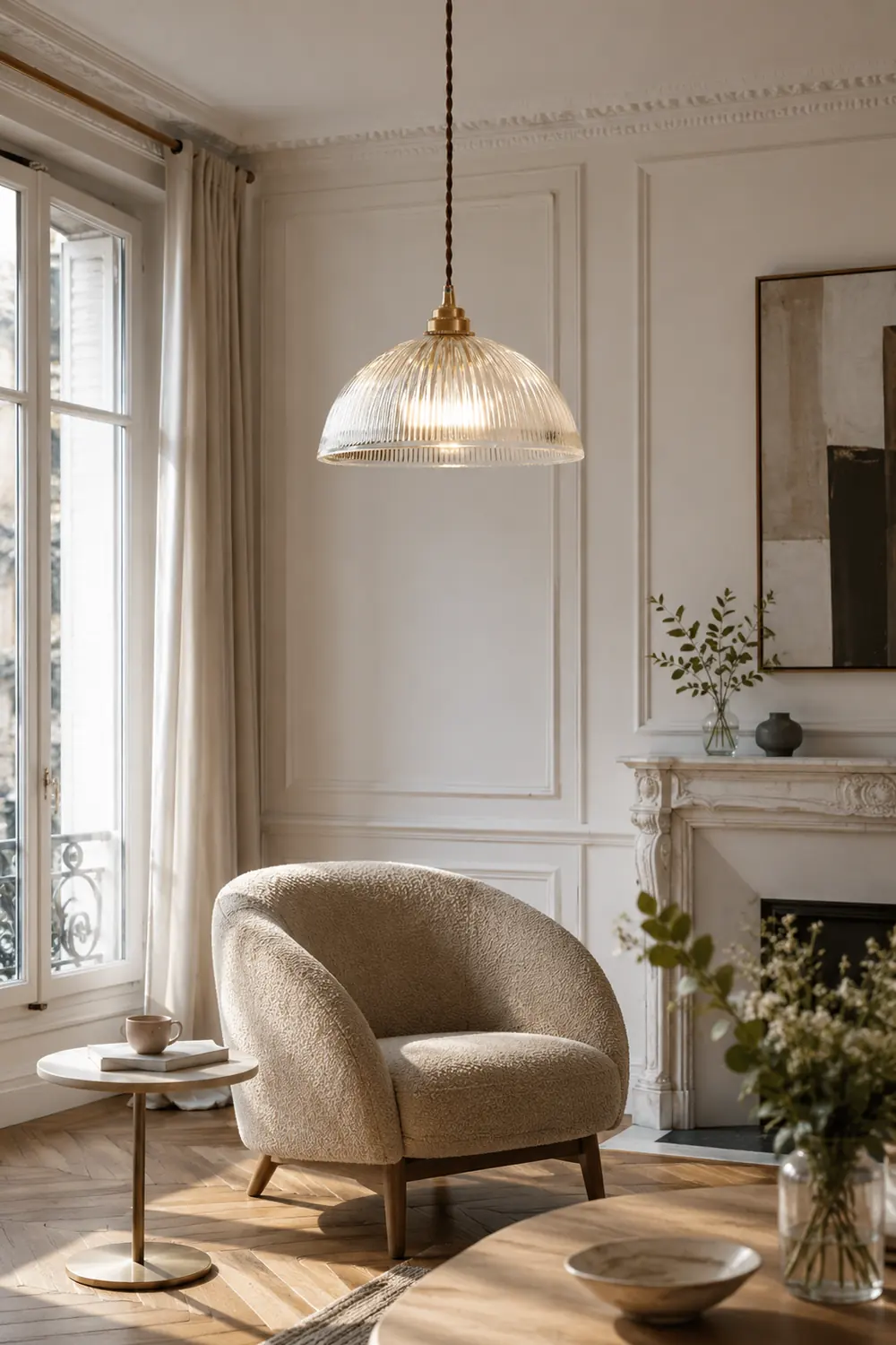 Alessio Simple Bowl Metal/Glass Pendant Light, Clear, Dining Room - Lumpaz