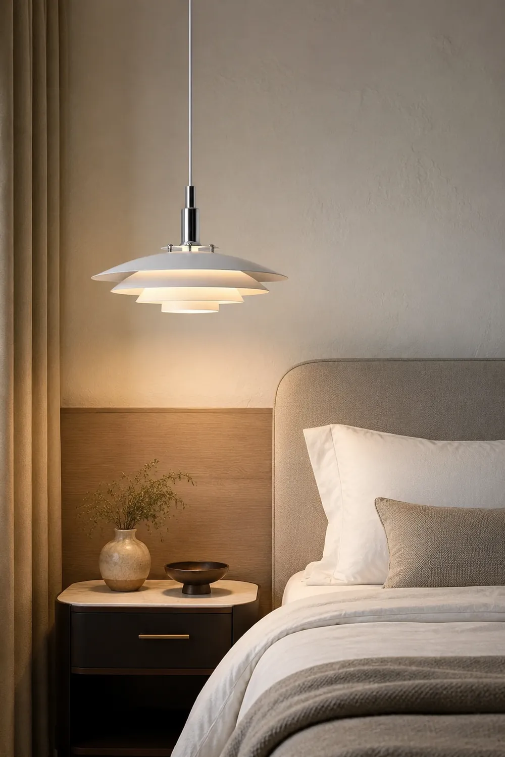 Morandi Modern Frisbee Shaped Metal Pendant Light, Black/White - Lumpaz
