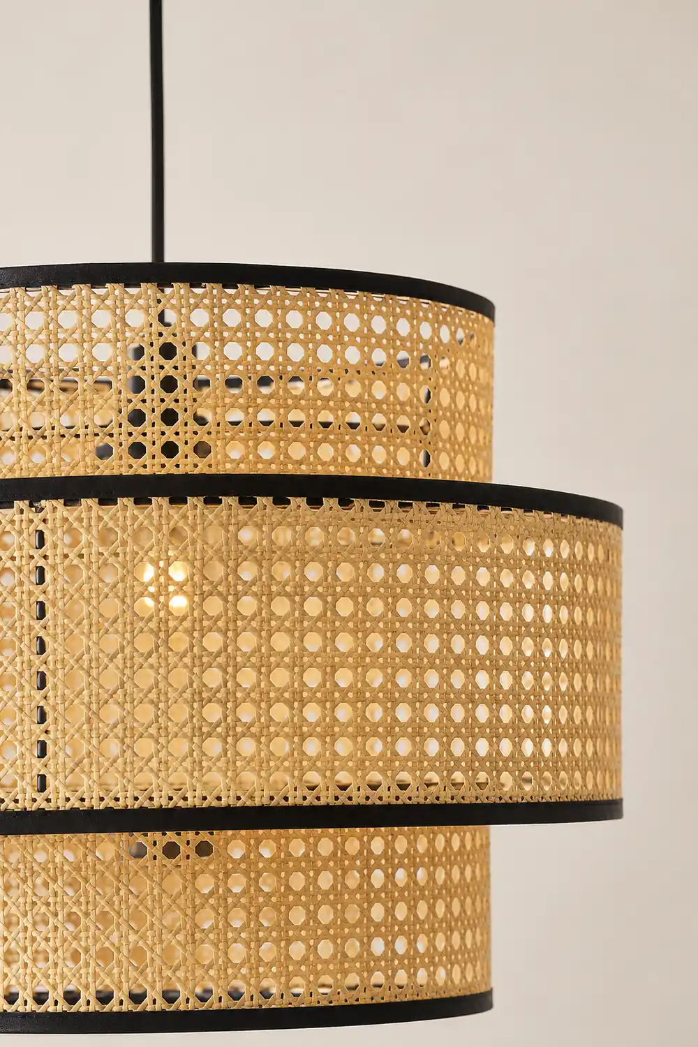 Ritta Japanese Rattan Pendant Light, Tri-Layer - Lumpaz