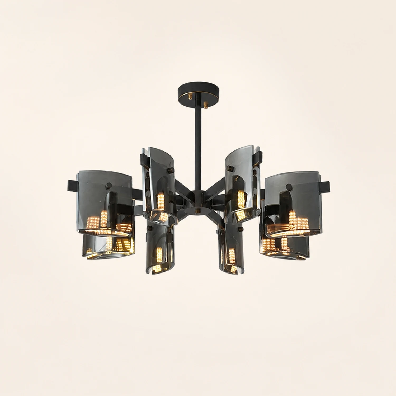 Evette Minimalist Multi Head Metal Pendant Light, Black/Gold - Lumpaz
