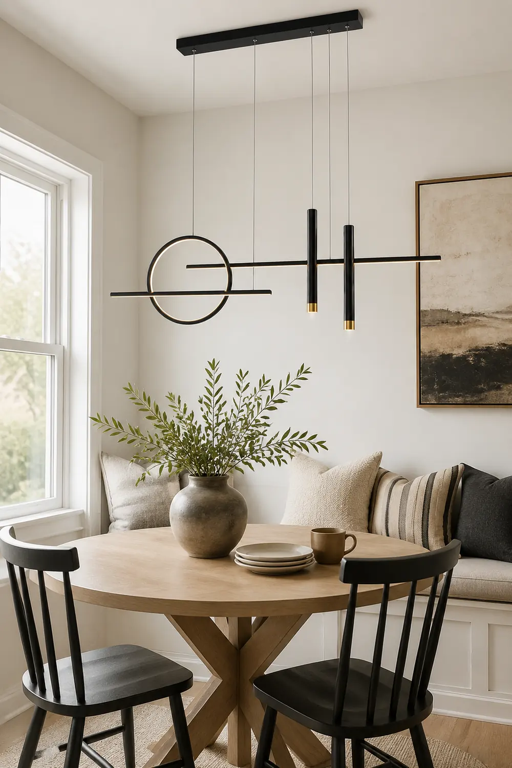 Madina Modern Led Pendant Light, Irregular Ring, Black/Glod - Lumpaz