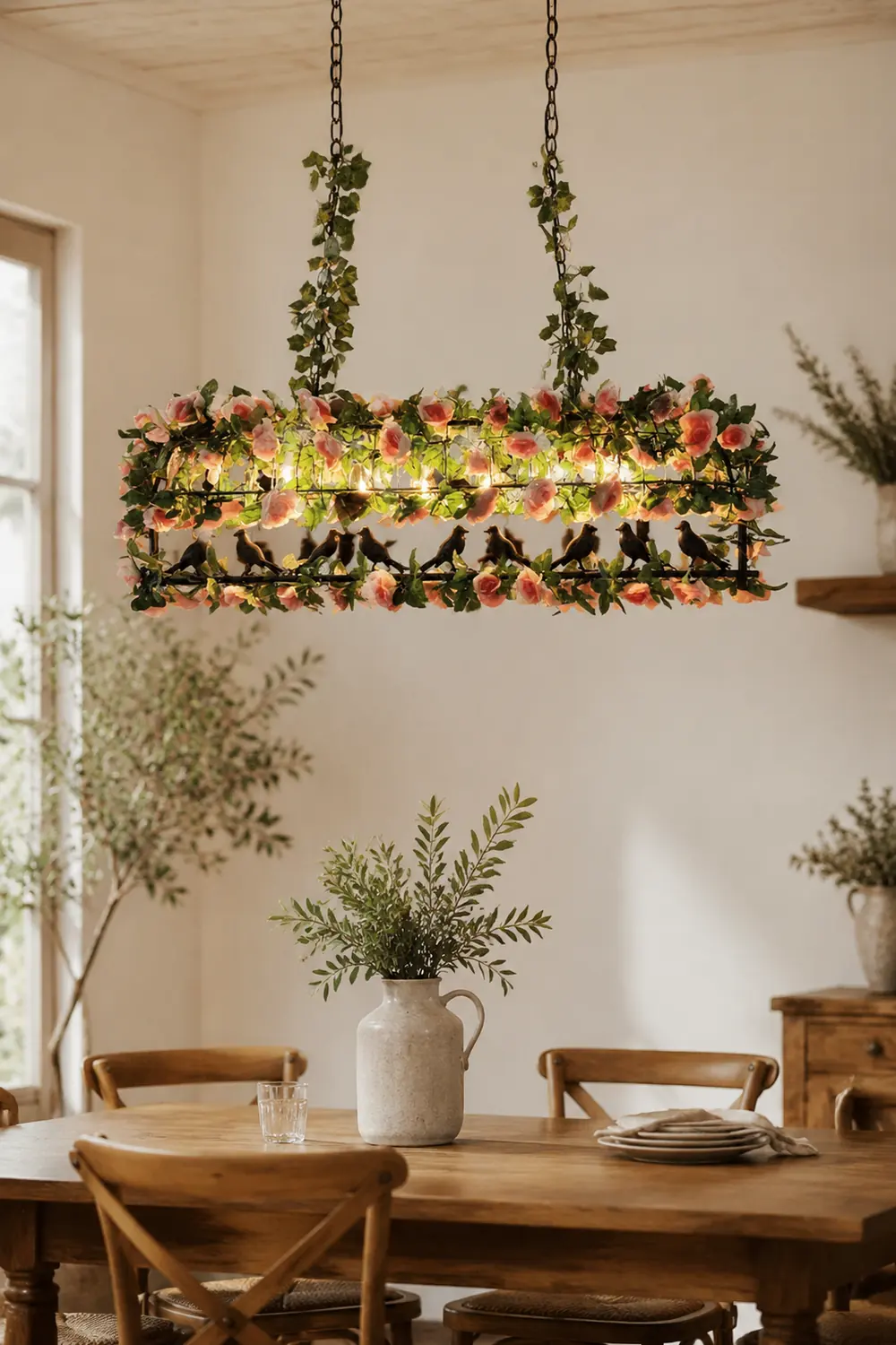 Alessio Vintage Rustic Flourishing Blossom Metal Pendant Light - Lumpaz