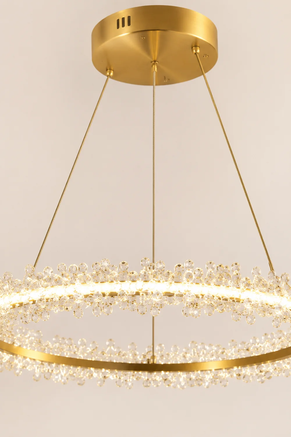Kristy Pendant Light Ring/Flower Luxury, Crystal, Gold, Dining Room - Lumpaz