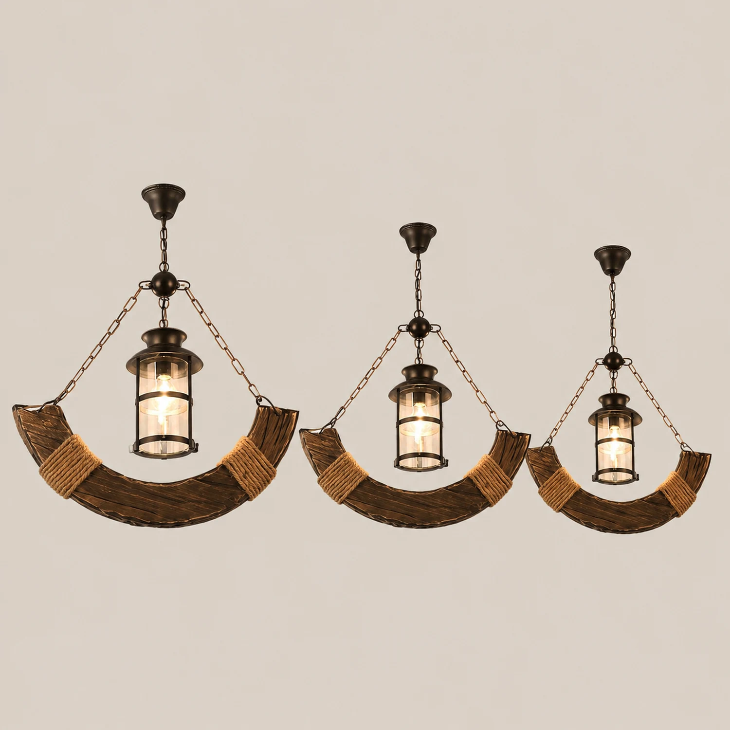 Austin Vintage Industrial Rectangular Wood Pendant Light Wood/Black - Lumpaz