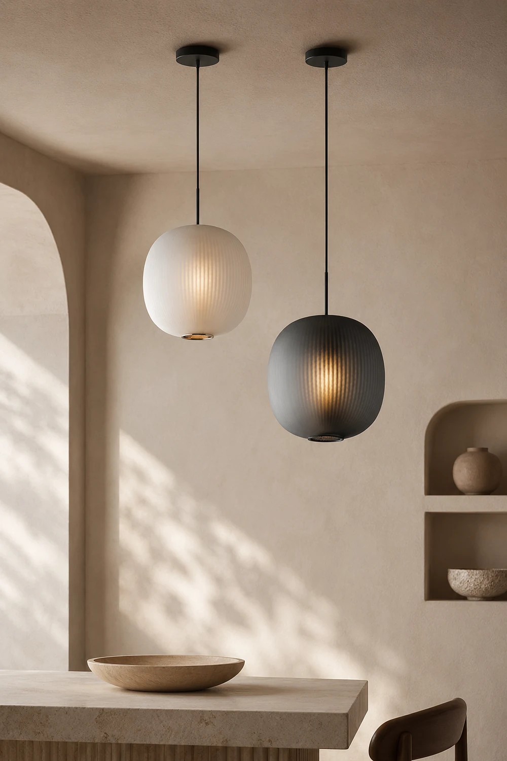 Hailie Frosted Glass Cylinder Pendant Light, Sandy White/Gray, Metal/Glass - Lumpaz