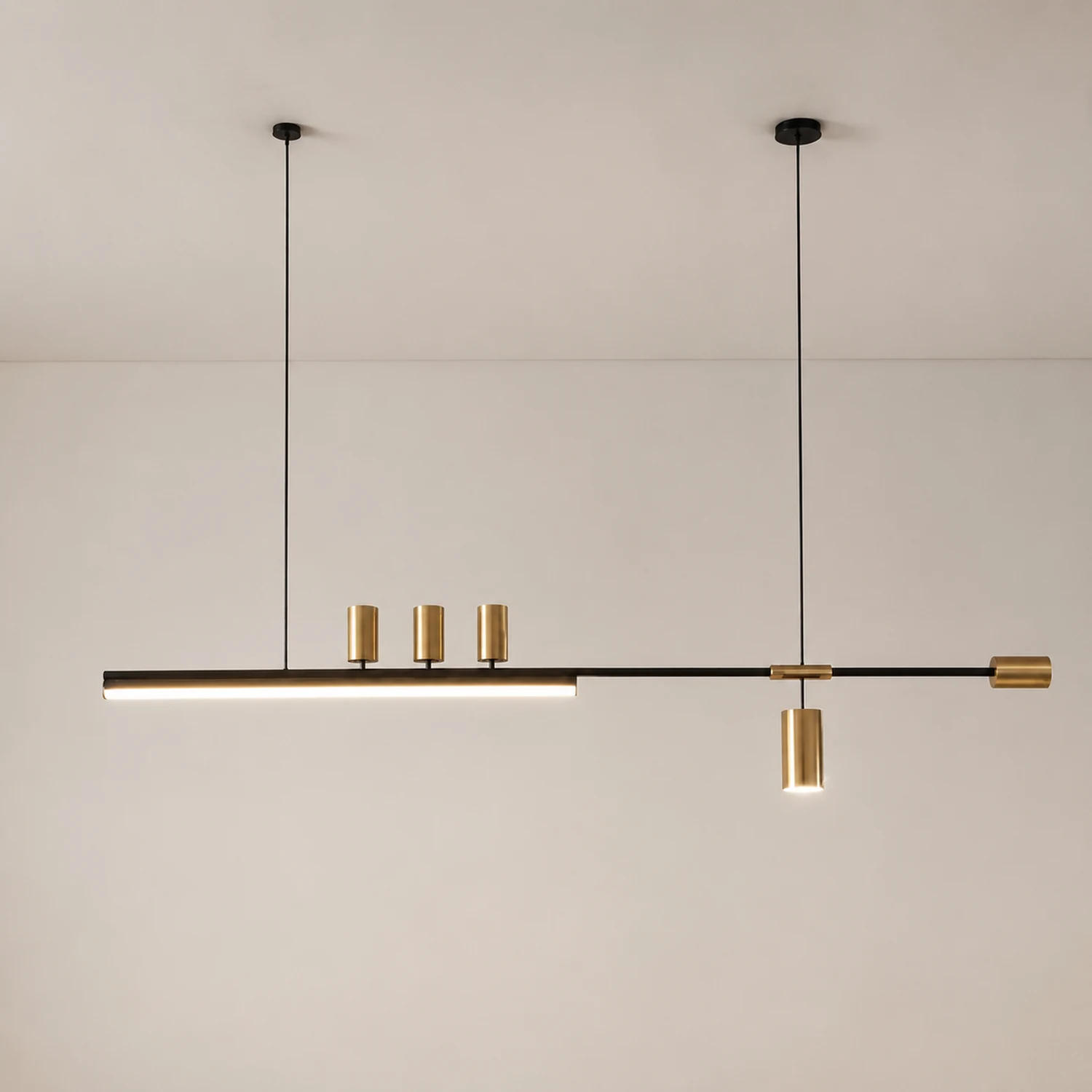 Edge Modern Minimalist Liner Metal/Acrylic Pendant Light, Gold/Black - Lumpaz