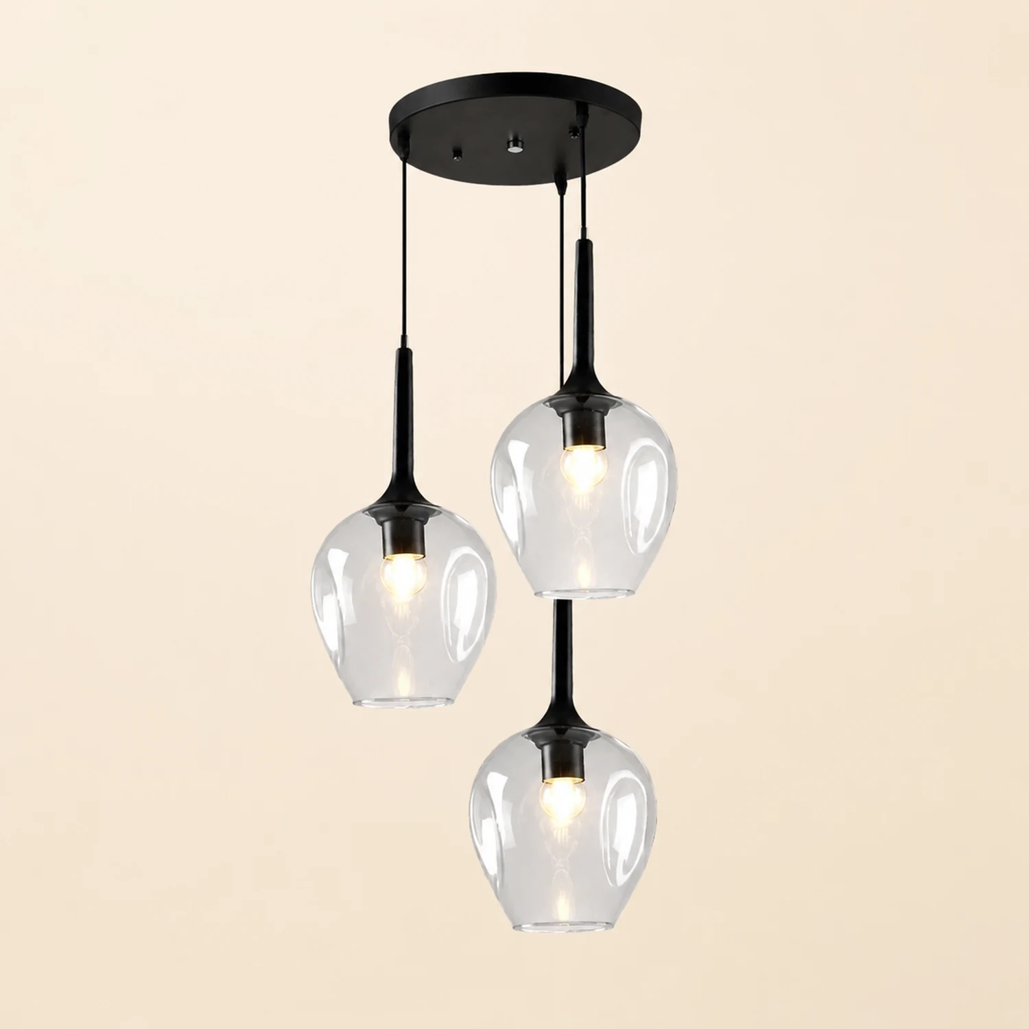 Valentina Nordic Minimalist Cluster Glass Pendant Light, Blue/Clear - Lumpaz