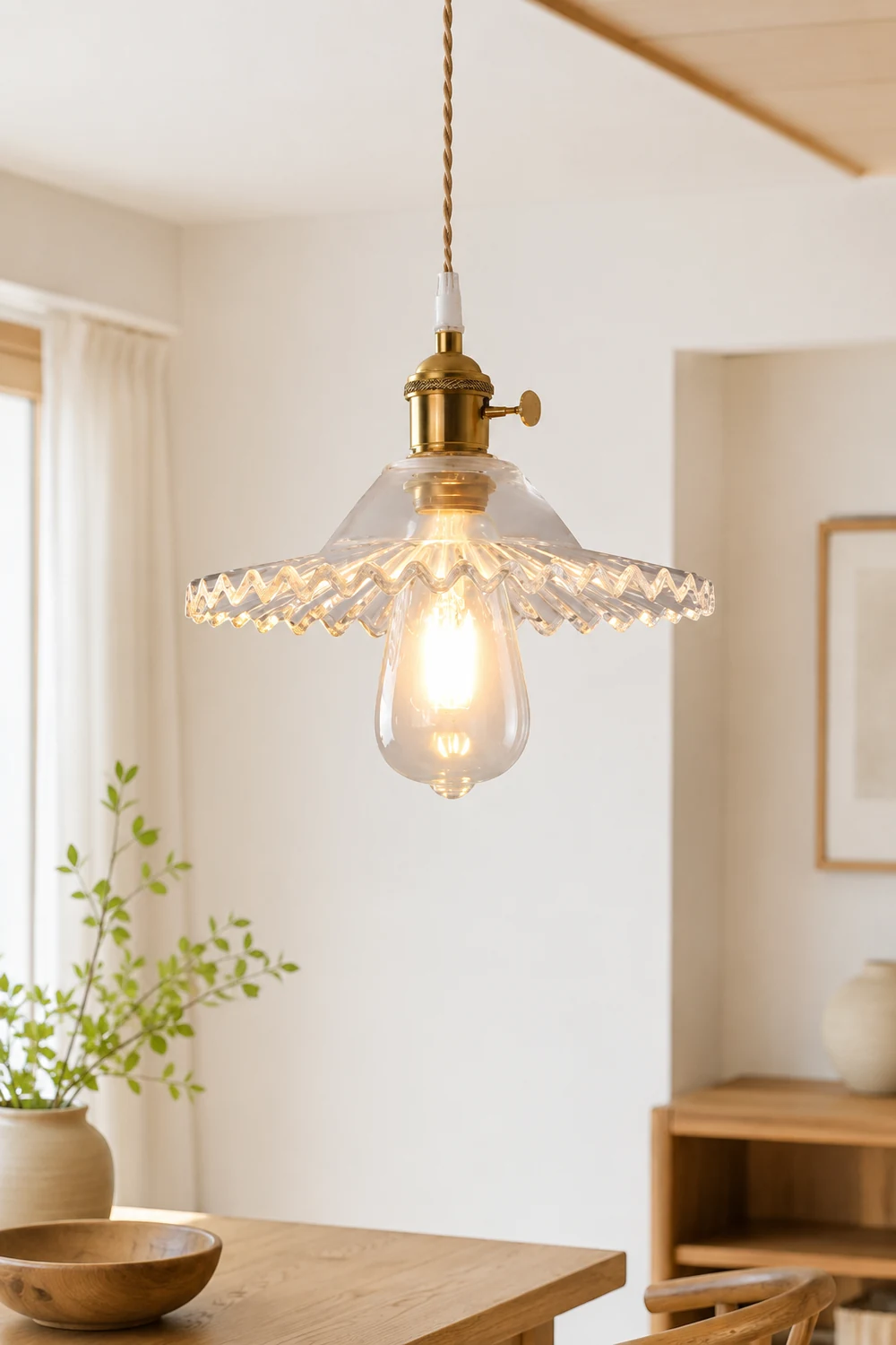 Hailie Art Deco Blown Brass & Glass Pendant Light, 7 Styles - Lumpaz