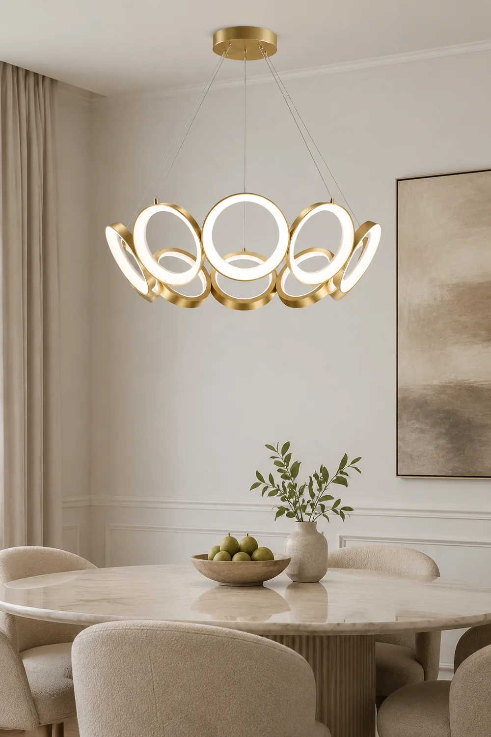 Arisha Luxury Ring Metal Pendant Light, Gold - Lumpaz
