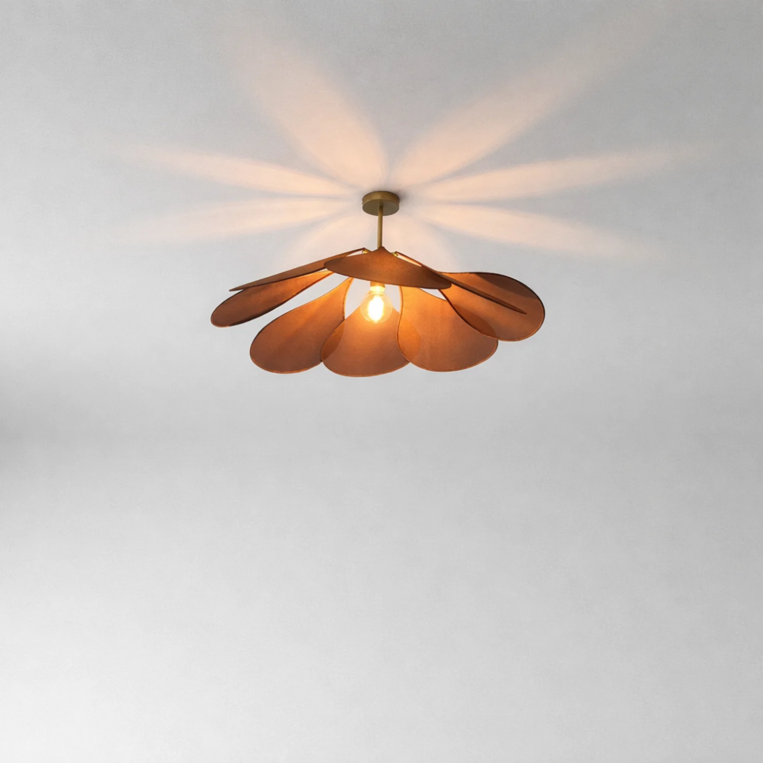 Renée Pendant Light Vintage Rustic Wabi Sabi, Fabric, White/Brown - Lumpaz