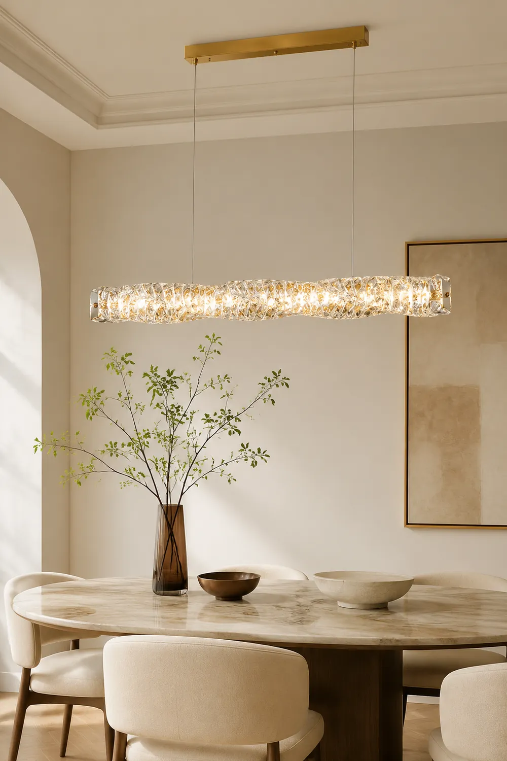 Kristy Crystal Sliver and Gold Pendant Light, Stainless Steel - Lumpaz