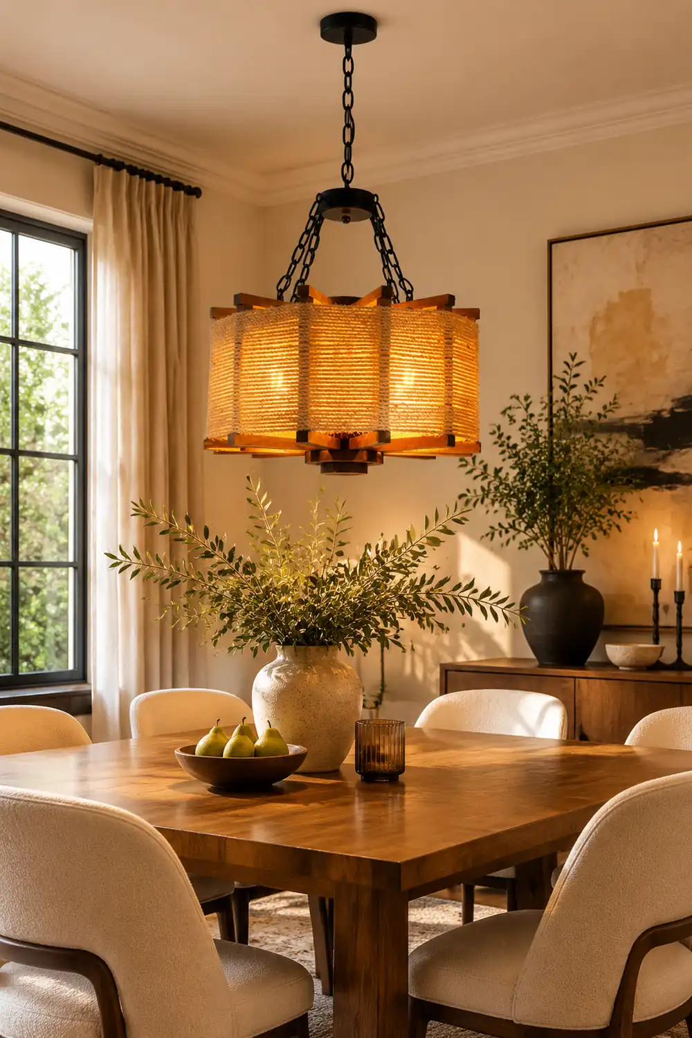 Austin Retro Cylindrical Metal/Wood Pendant Light - Lumpaz