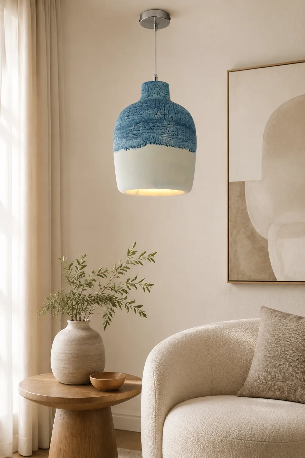 Byers Wabi Sabi Jar Shaped Resin Pendant Light, 4 Color - Lumpaz
