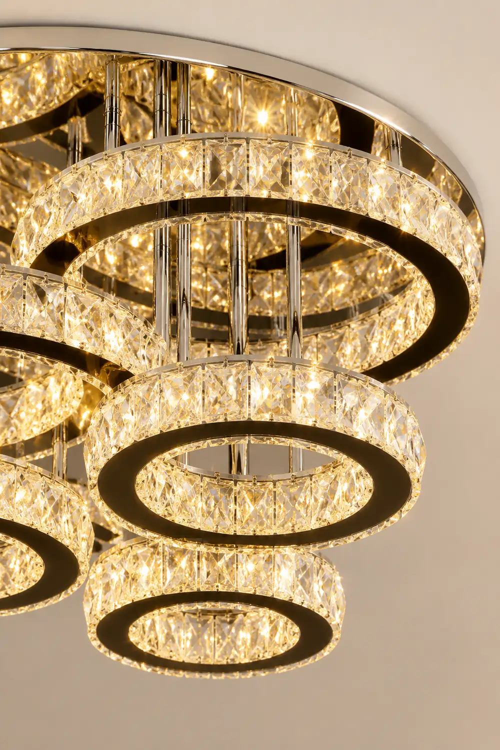 Kristy Modern Multi Ring Metal And Crystal Pendant Light - Lumpaz