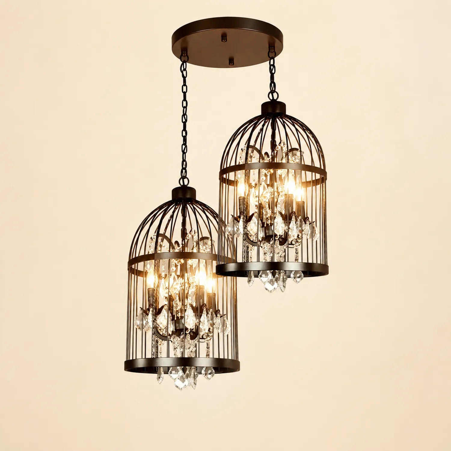 Cooley Designer Industrial Vintage Birdcage Pendant Light - Lumpaz