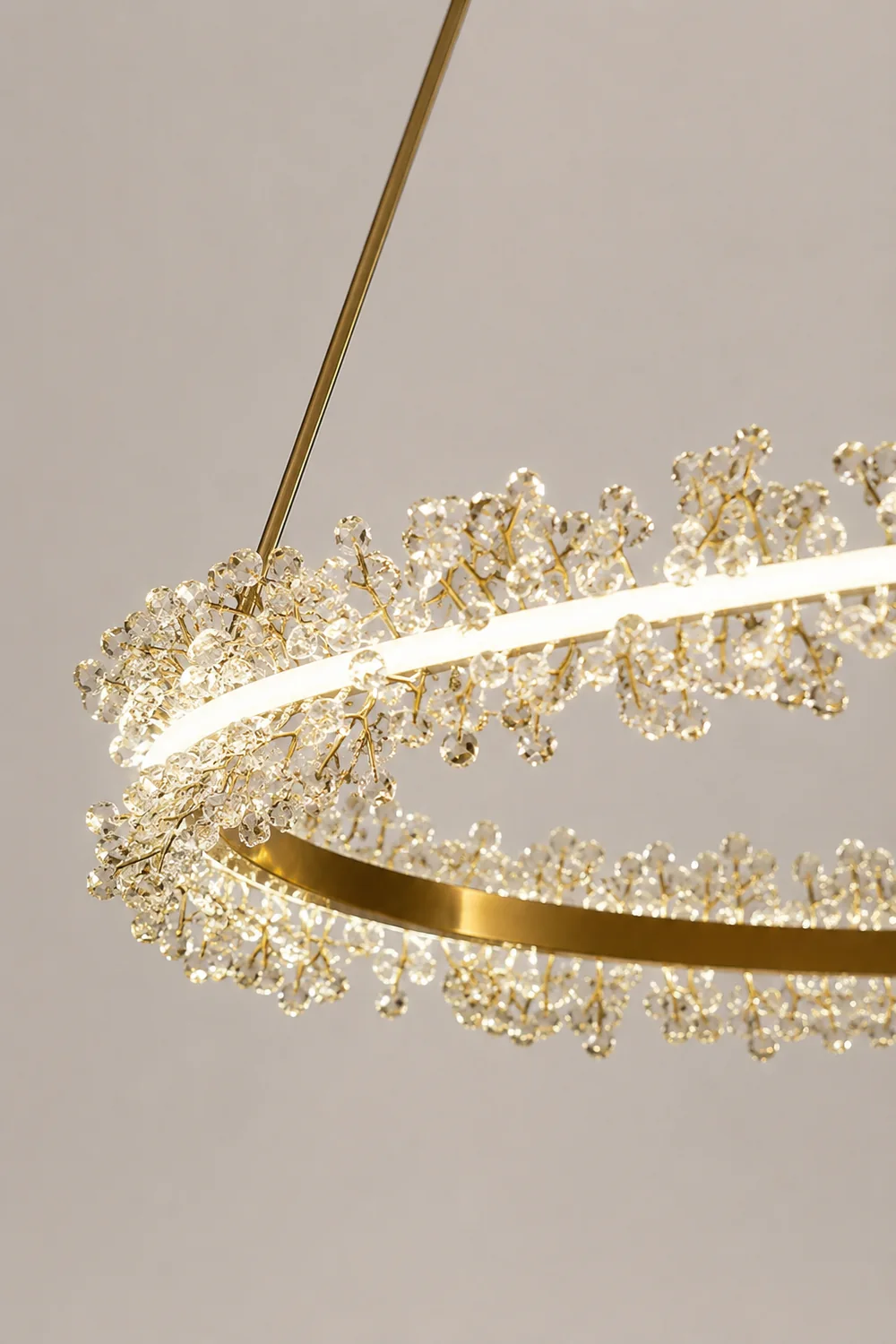 Kristy Pendant Light Ring/Flower Luxury, Crystal, Gold, Dining Room - Lumpaz
