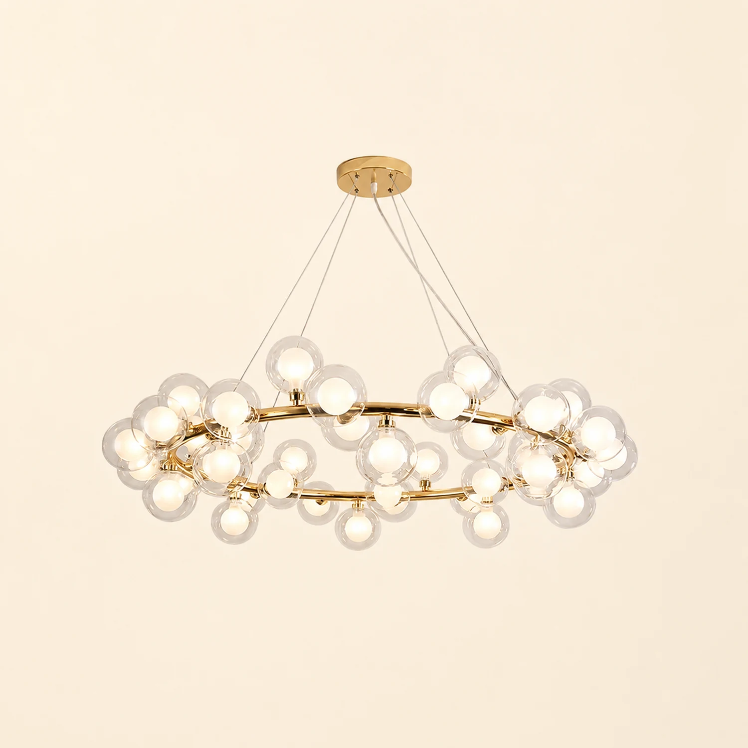 Valentina Modern Gold Bubble Pendant Light, Metal & Glass - Lumpaz