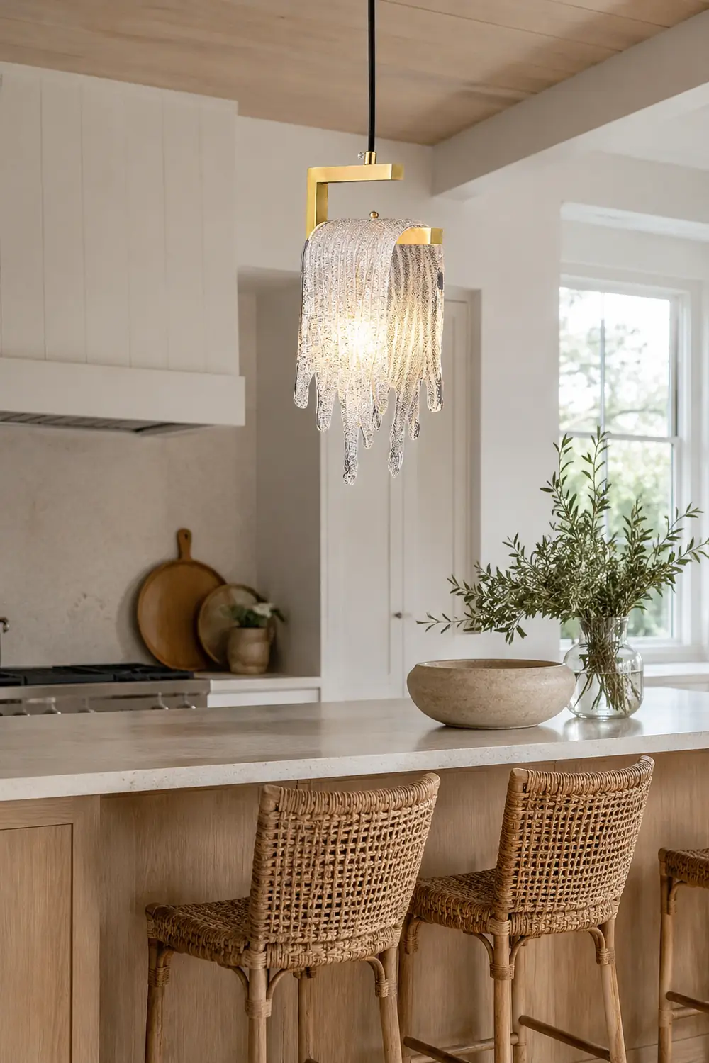 Kristy Modern Flowing Jelly Pendant Light, Gold, Crystal/Brass - Lumpaz
