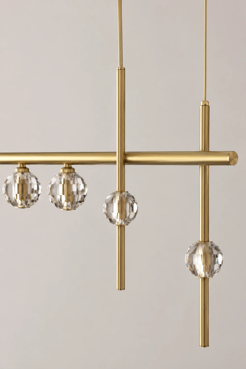 Kirsten Metal & Crystal Pendant Light, Gold - Lumpaz
