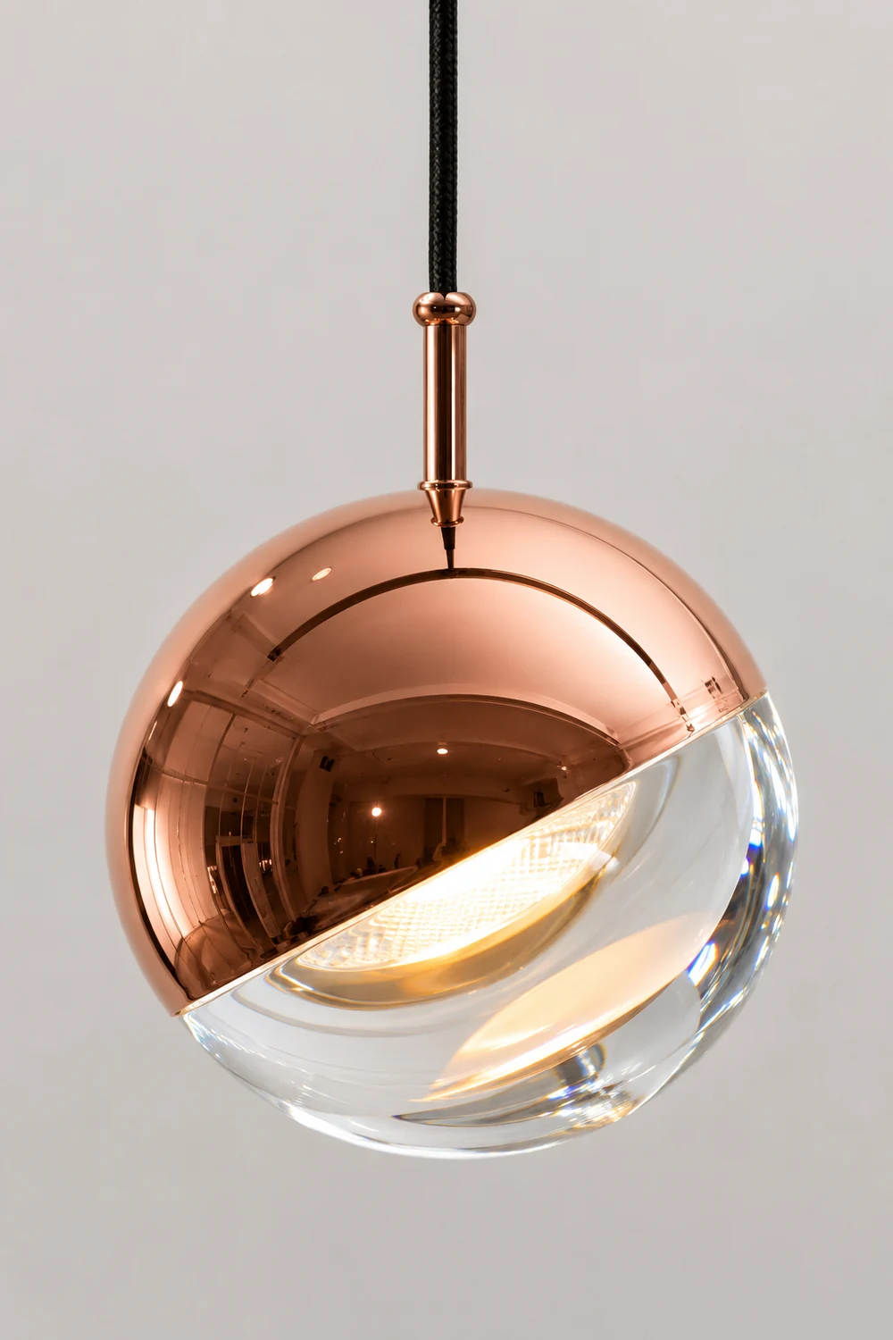 Valentina Modern Ball Metal/Glass Pendant Light, Gold/Rose Gold - Lumpaz