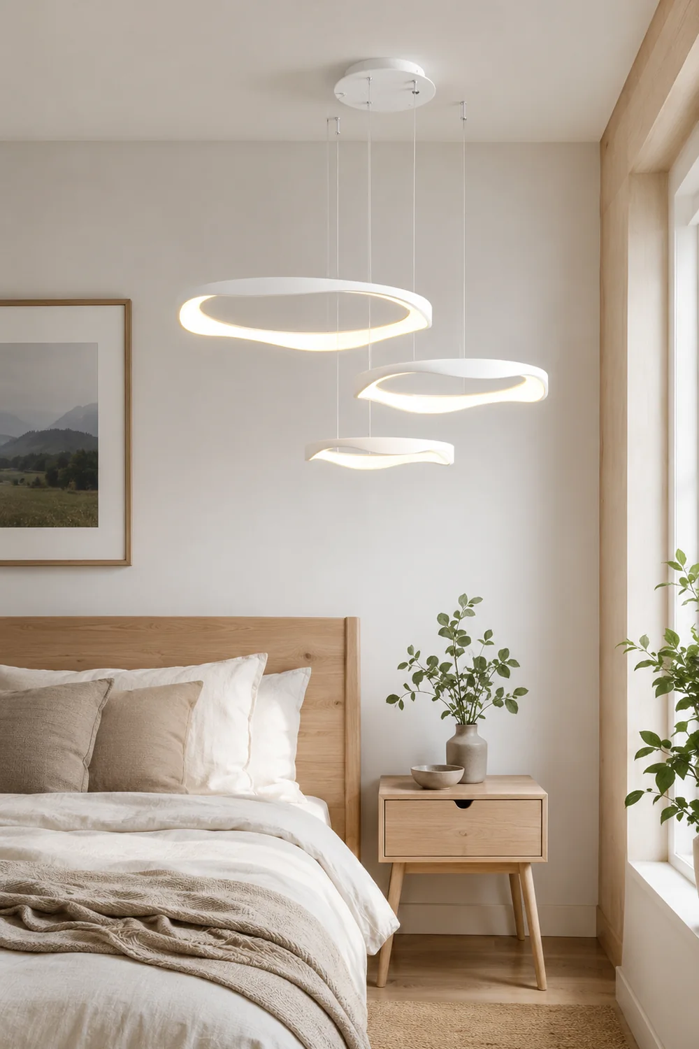 Arisha Pendant Light Rond Modern, Light Color Switchable, Black/White, Dining Room - Lumpaz