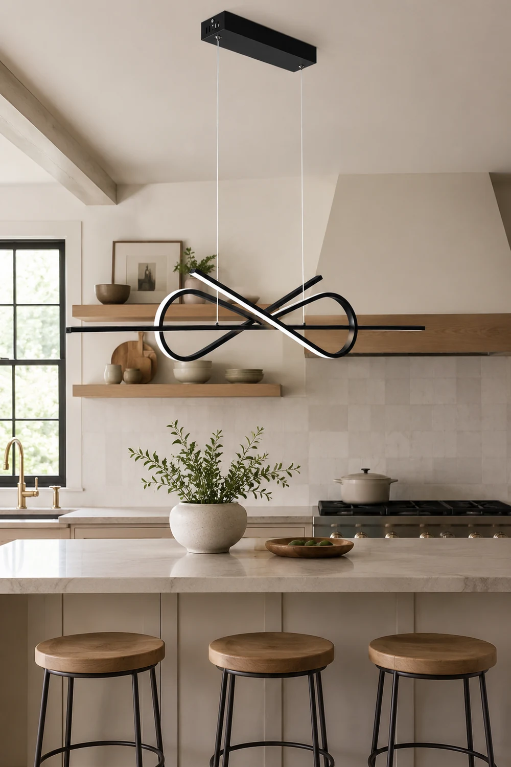 Bouvet Modern Minimalist Nordic Bow-tie Metal Pendant Light, White/Black - Lumpaz