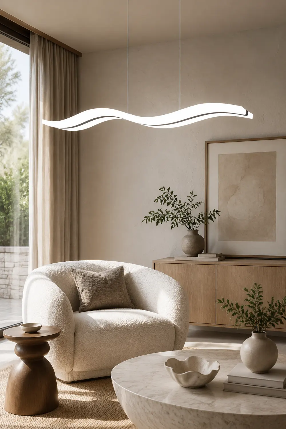Minimalist Wave Wavy Pendant Light, 38.5" - Lumpaz