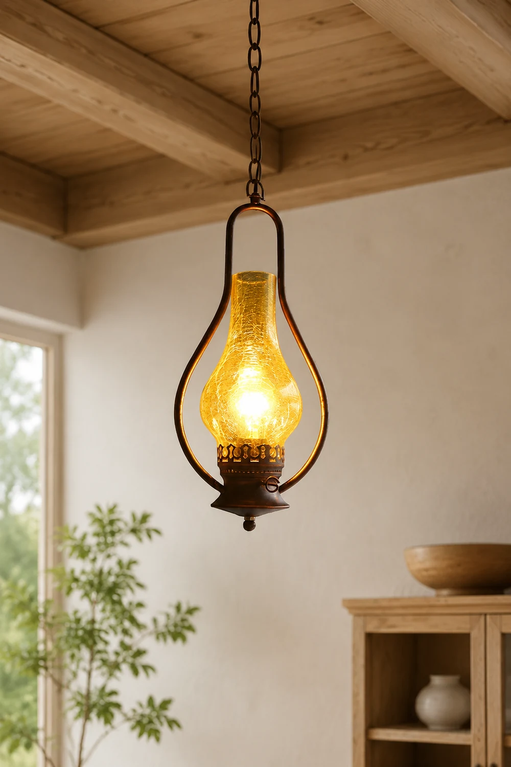 Alessio Rustic Vintage Kerosene LED Pendant Light - Lumpaz