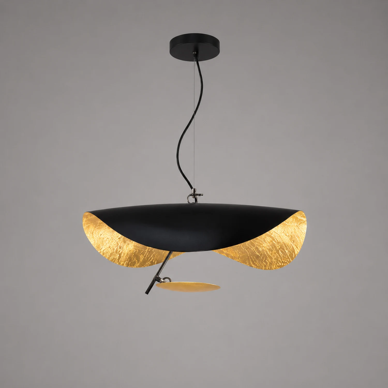 Renée Modern Nordic Saucer Metal Pendant Light, Black&Gold - Lumpaz