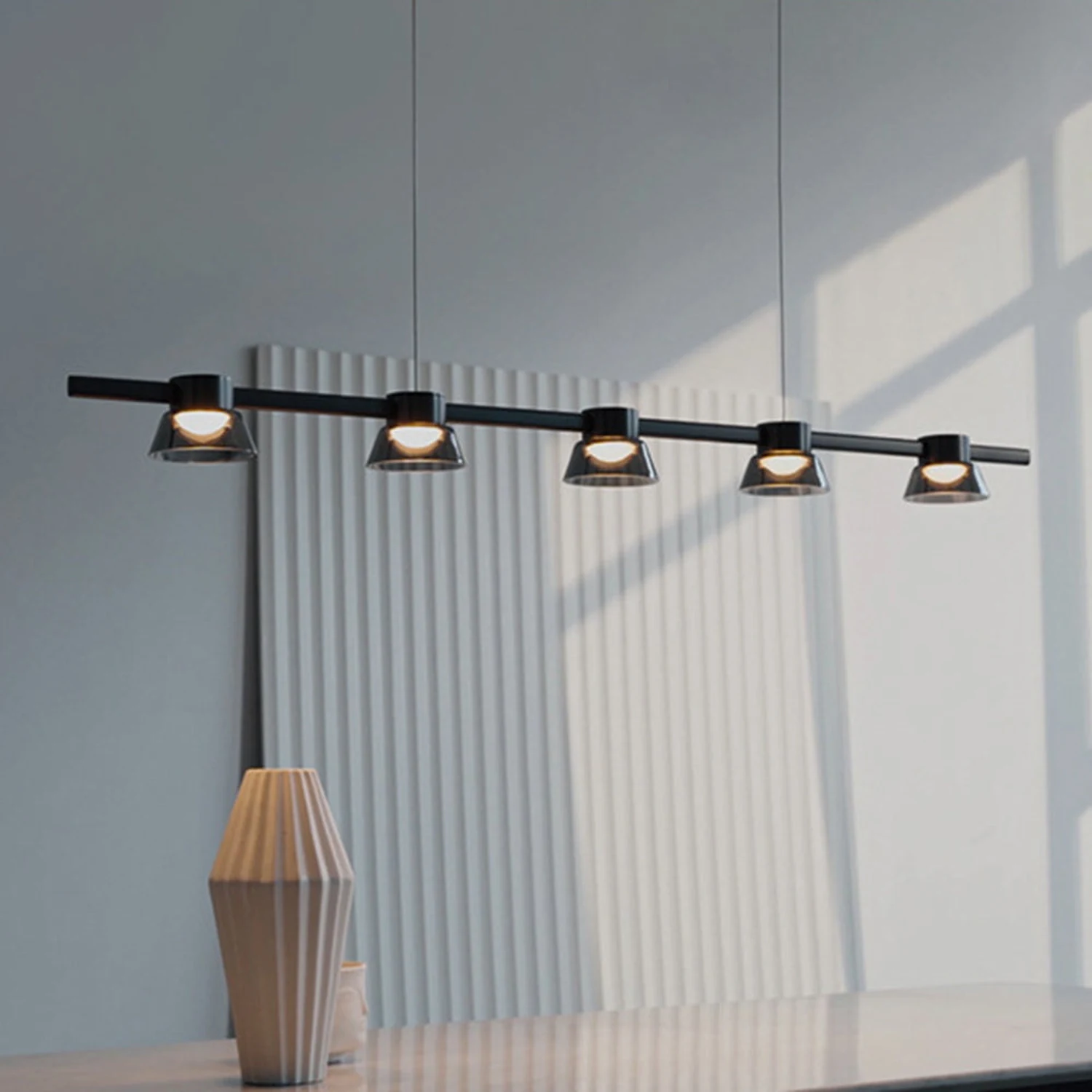 Evette Modern Linear Metal Pendant Light,Black - Lumpaz
