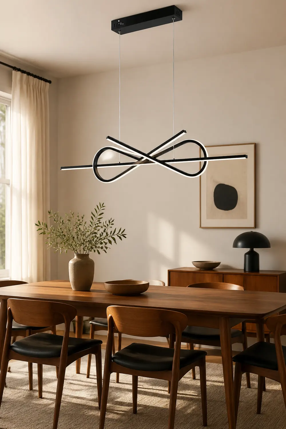 Bouvet Modern Minimalist Nordic Bow-tie Metal Pendant Light, White/Black - Lumpaz