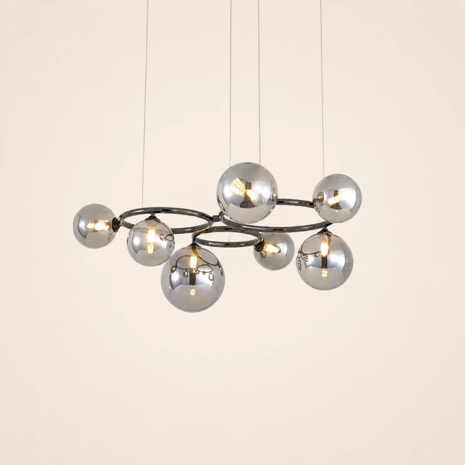 Valentina Modern Designe Wave Metal/Glass Pendant Light, White/Gold - Lumpaz