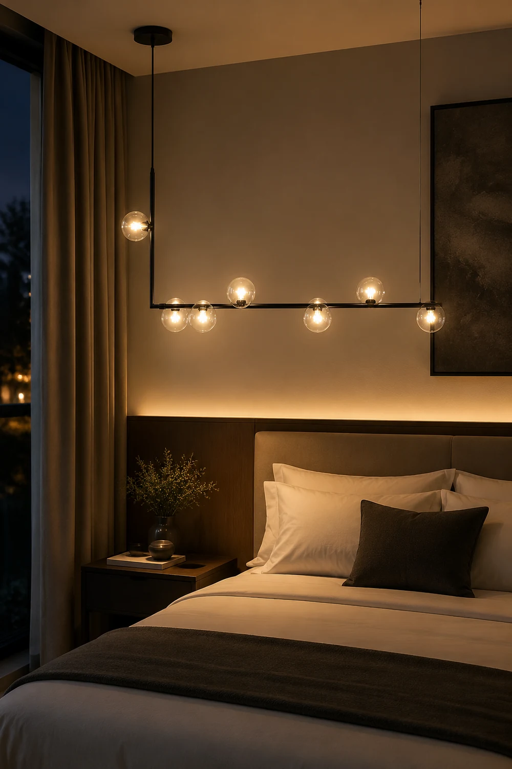 Valentina Minimalist Linear Pendant Light, Black & Gold, 6/8 Heads - Lumpaz