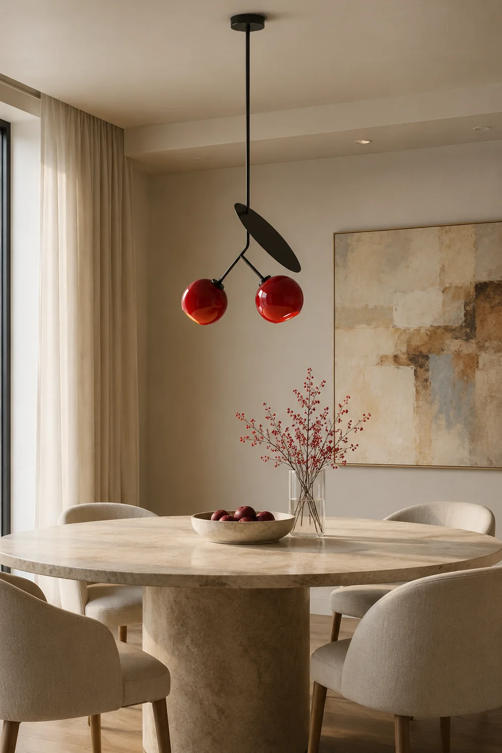Valentina Cherry Pendant Light, Metal & Glass, 3 Color - Lumpaz