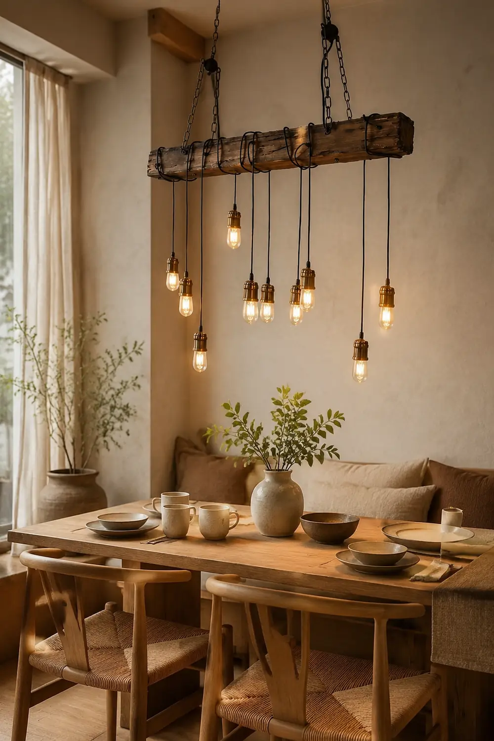 Austin Vintage Industrial Rectangular Wood Pendant Light Wood/Black - Lumpaz